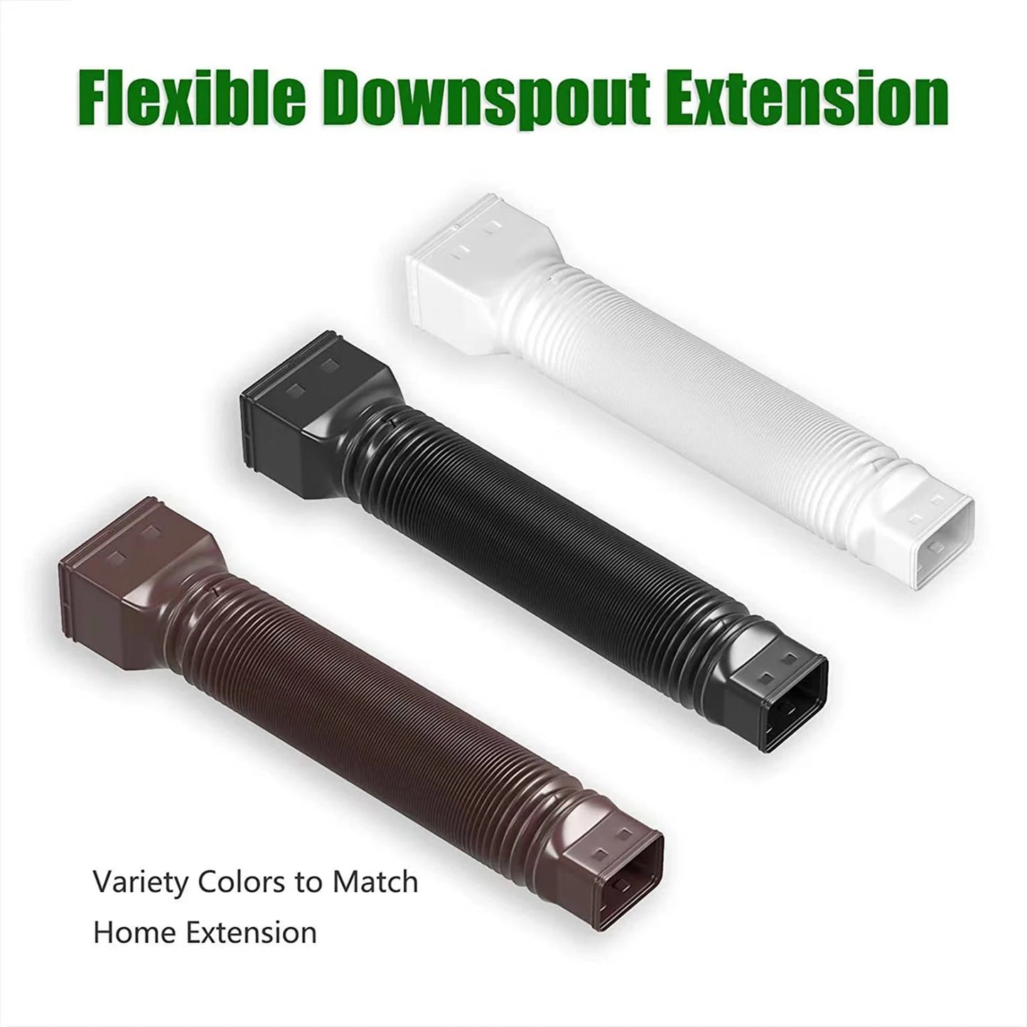 Rain Gutter Downspout Extensions Flexible Drain Downspout Extender Connector with 3x4in and 2x3in Connectors Screws for Included