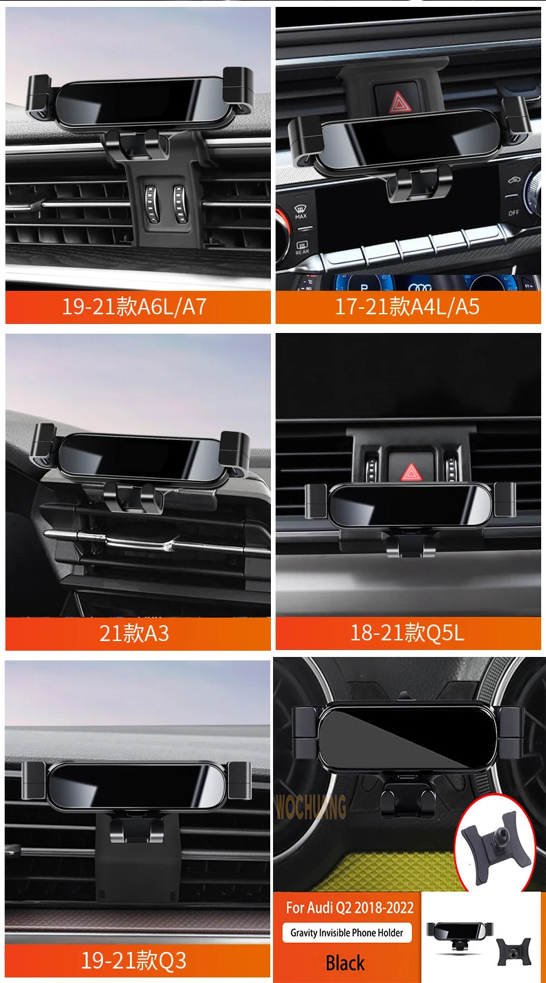 Car Phone Holder For Audi A6 A7 2012-2022 C7 C8 PS Special Gravity Navigation Mobile Phone Bracket 360 Degree Rotating Stand