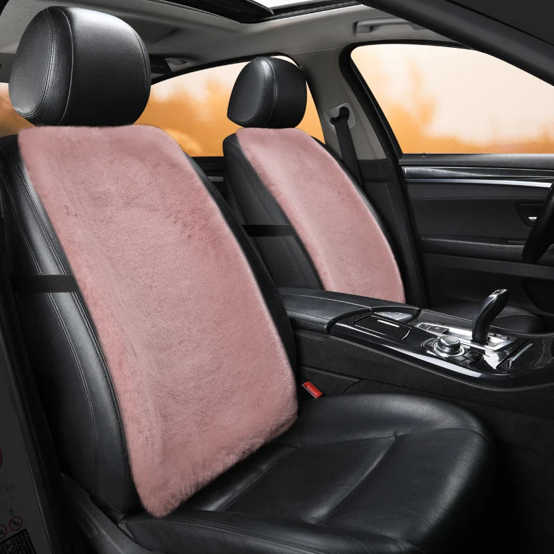 Plush Car Seat Cover Universal Front Backrest Winter Warm Long Faux Fur Non-Slip Seat Cushion Pad  Automobiles Seat Protector