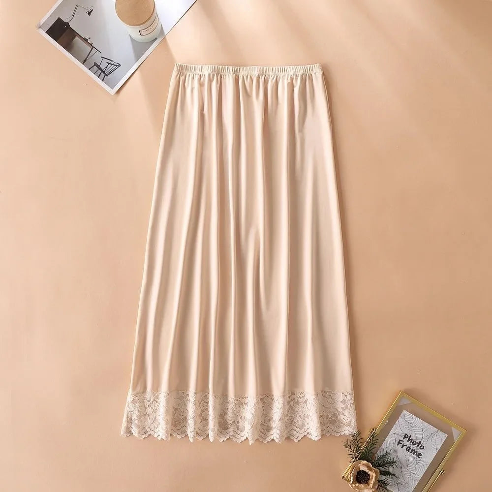 3 Lengths Basic Underskirt Modal Female Half Length Skirt Lace Slip Innerwear Short Skirt Women Half Slip Dress Long Petticoat