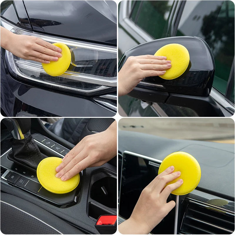 6PCS Welt waxing sponge Car Wash Beauty High-density small round sponge car polishing waxing sponge wipe