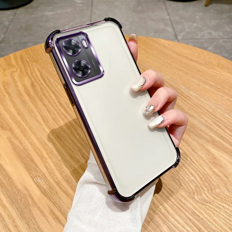 For OPPO A57 Case OPPO A77 Phone Case OPPO A56S A77S A57E A57s A57 4G A54S A16 A55 Four Corners Plating Silicone Soft back cover