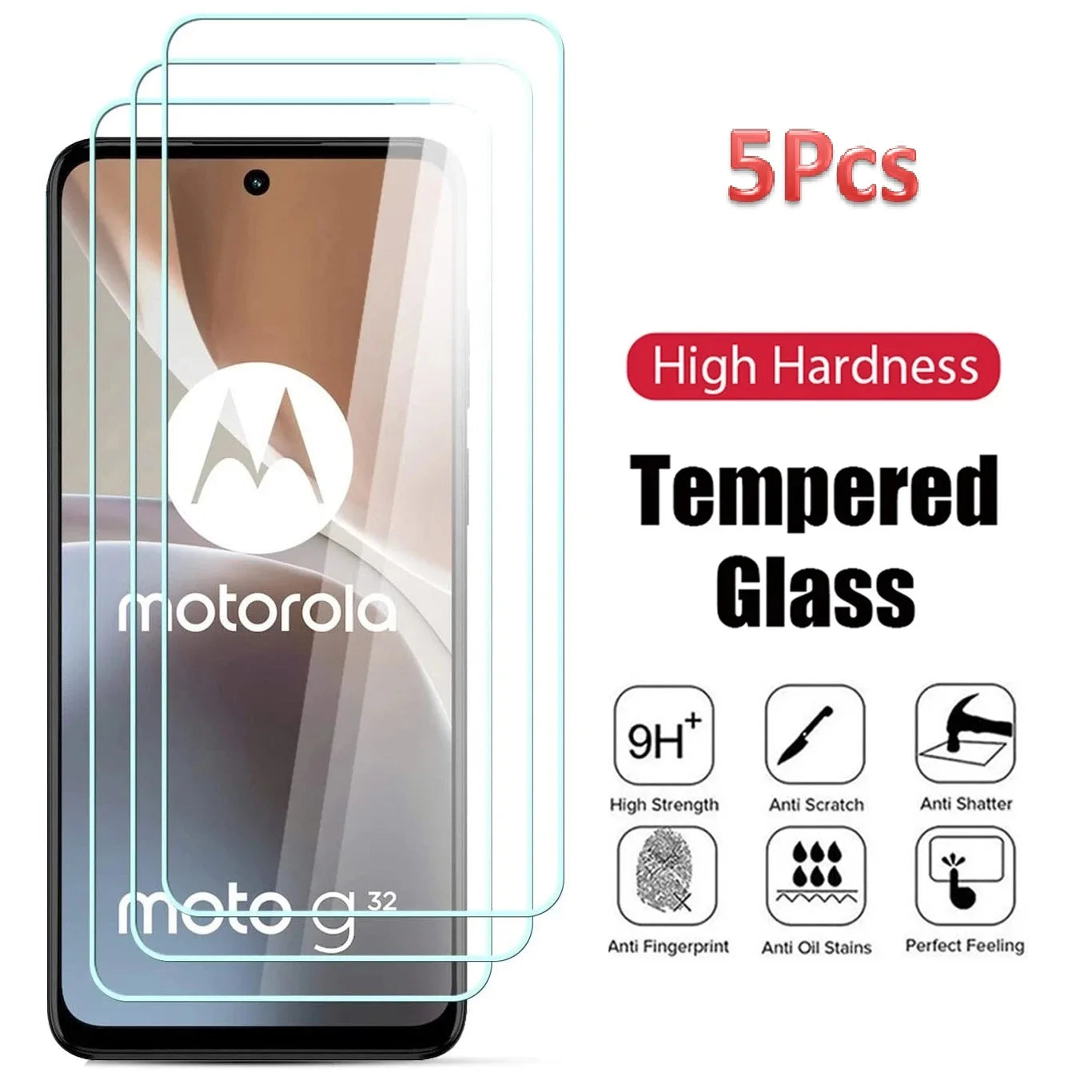5Pcs Tempered Glass For Moto G84 G54 5G G14 4G Screen Protector