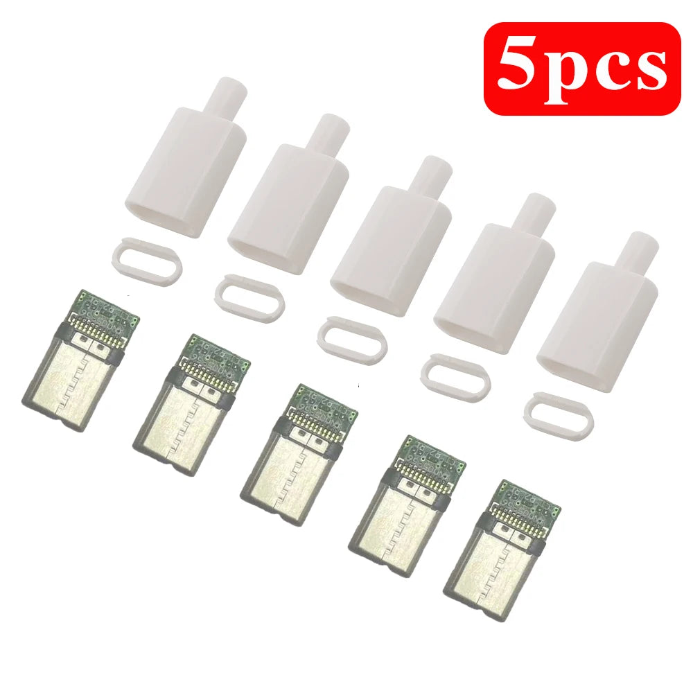 5Pcs TYPE C USB 3.1 24 Pin Male Plug Welding Connector Adapter with Housing Type-C Charging Plugs Data Cable Accessories Repair