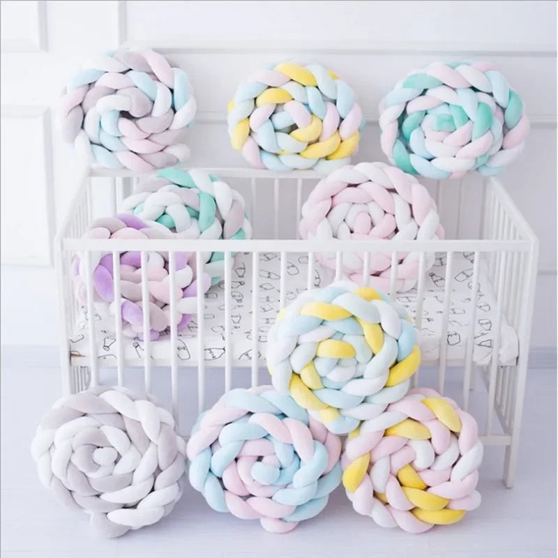 200CM Three-strand Bed Fence Anti-collision Rail Hand-woven Newborn Crib Safety Cushion