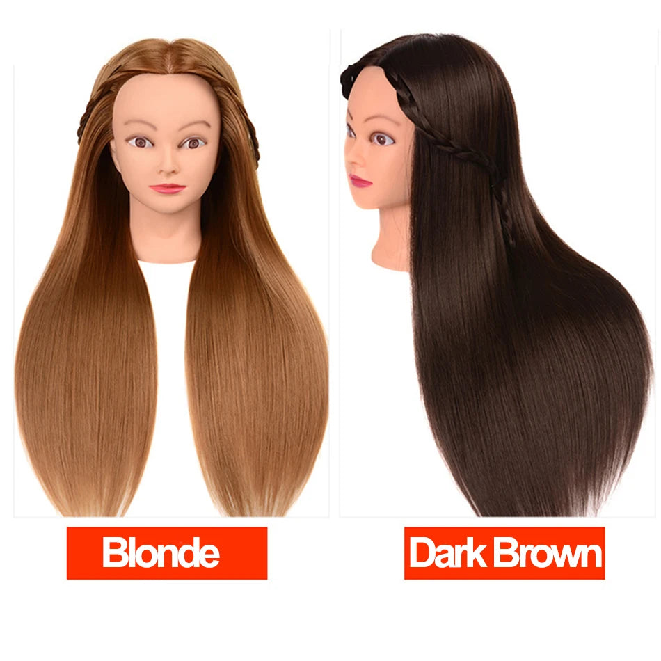 Realistic Mannequin Head With Synthetic Hair Versatile Beauty Training Aid For Hairstylist Makeup Practice Headdoll With Stand