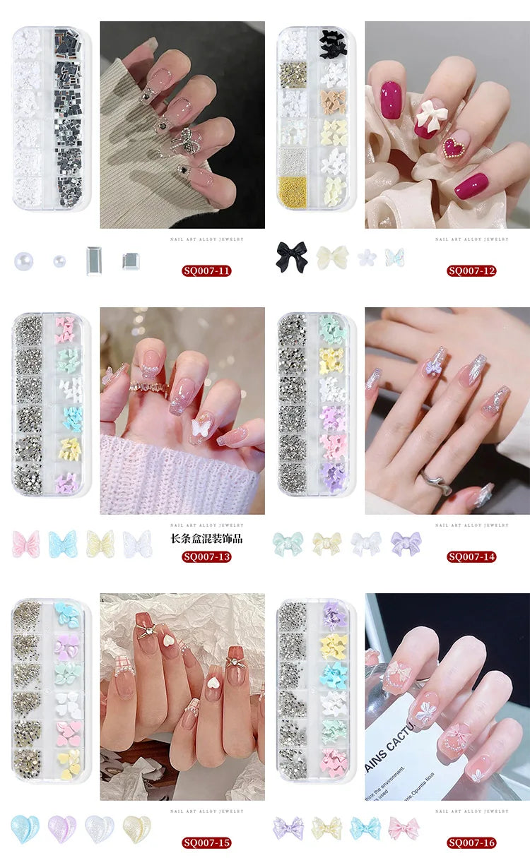 3D Nail Art Rhinestones Nail Decorations Gems Crystal Pearl Butterfly Half Beads Nail Art DIY Decoration Wholesale Mix Size