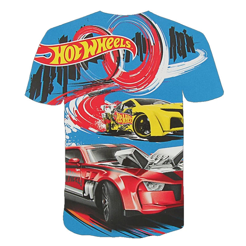 2024 Hot Summer 4-14 Years Children's Kids Cool Boy Cute Girls Lightweight and Breathable Graphic Print T-Shirt Wheel Tops