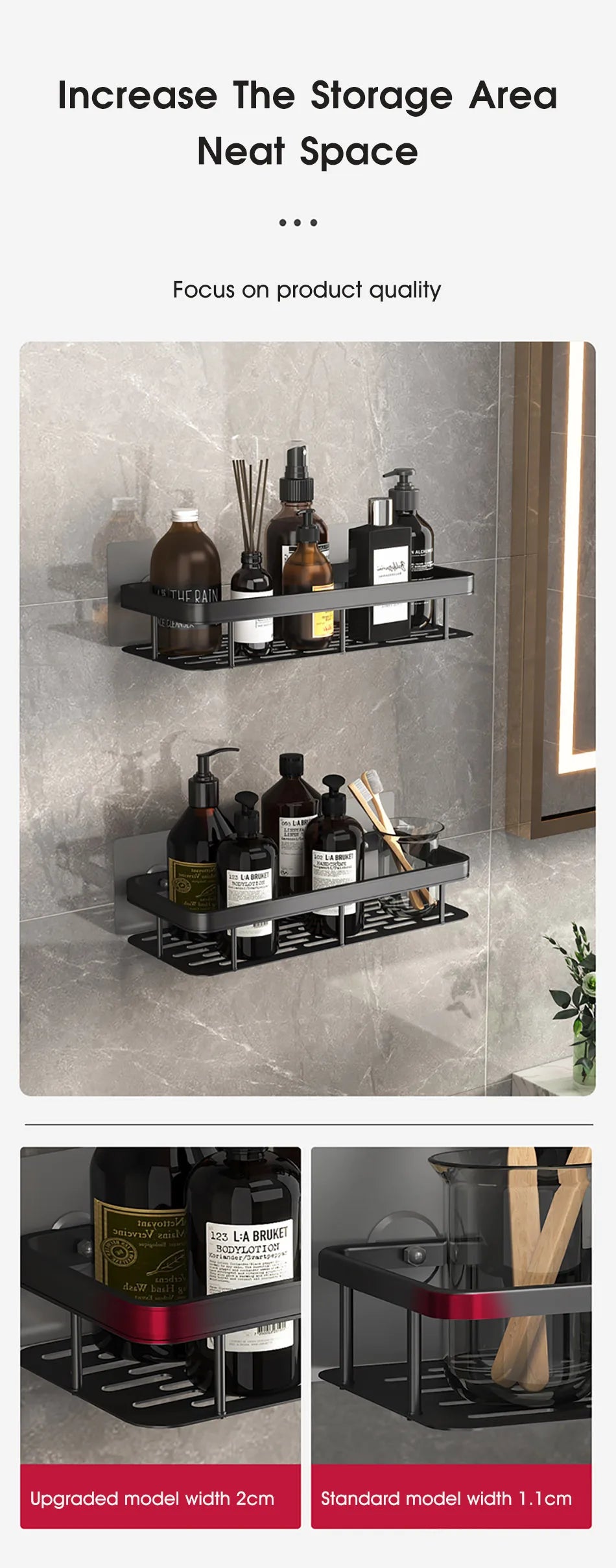 Bathroom Storage Rack No Drill Shelves Wall Mount Corner Shelf Shower Holder For WC Shampoo Organizer Bathroom Accessories