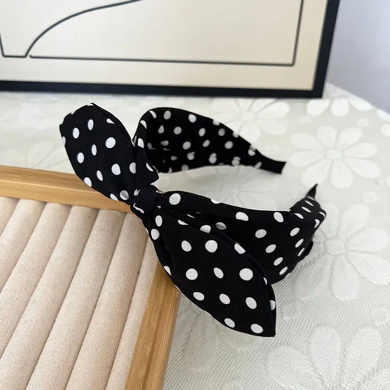 2024 Fashion Trend Women Wide Headband Bow Knot Cross Sweet Korean Style Polka Dot Hairband Cute Hair Hoop Headwear Headdress