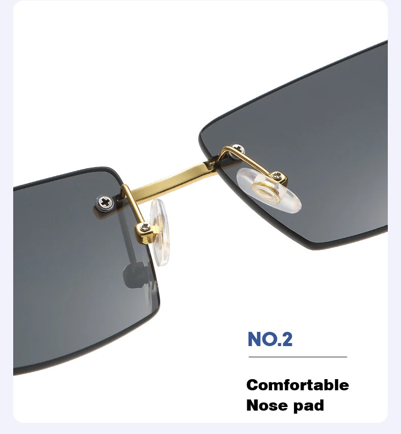 Square rimless sunglasses women Europe and the United States fashion modern glasses with street shot fashionable sunglasses