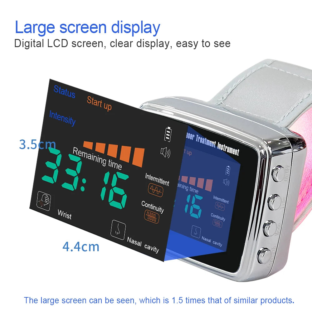 15 Laser 650nm Laser Therapy Wrist Watch LLLT for Diabetes Hypertension Cholesterol Treatment Laser Rhinitis Physiotherapy