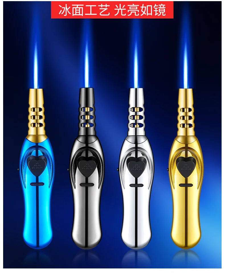 Triple Burner High Power Spray Gun Lighter Windproof Flame Refillable Butane Gas Moxibustion Cigar Outdoor BBQ Kitchen Igniter