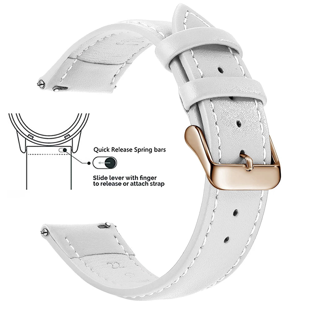 Top Grain Genuine Leather Watch Band, Quick Release 18mm/20mm/22mm Watch Straps, Fits Samsung Galaxy Watch, Garmin Huawei Watch