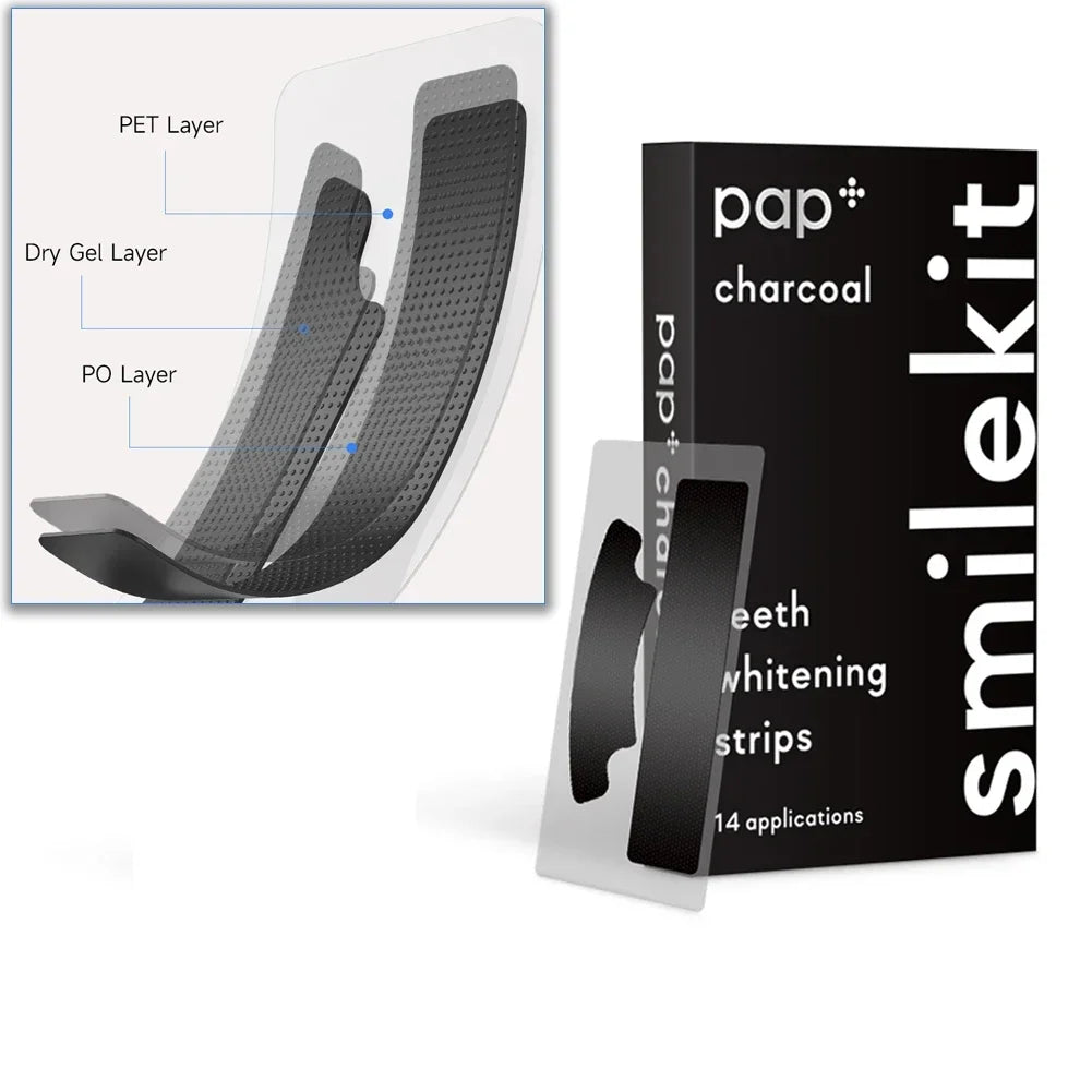 28/14Pcs New PAP+ Charcoal Gel Teeth Whitening Strips Activated Bamboo Dental Veneers Tooth Bleaching Stain Removal Oral Care