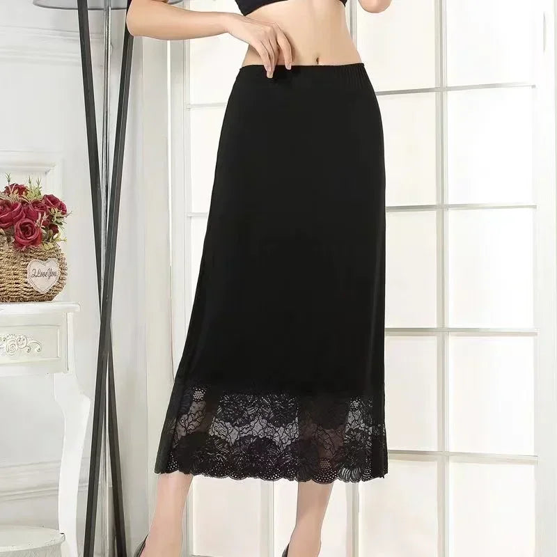 Summer 3 Lengths Womens Lace Underskirt Petticoat Under Dress Long Skirt Safety Skirt Lining Oversize Under Dress Slip