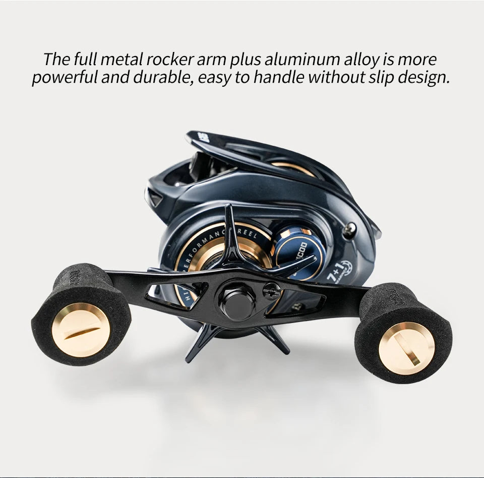Baitcasting Reel Metal Body 15KG Max Drag 7+1 Bearings Aluminum Frame Freshwater Saltwater Fishing Reel