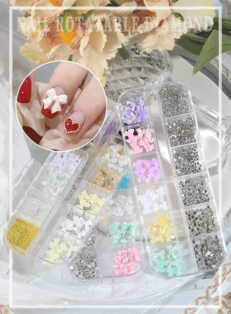3D Nail Art Rhinestones Nail Decorations Gems Crystal Pearl Butterfly Half Beads Nail Art DIY Decoration Wholesale Mix Size