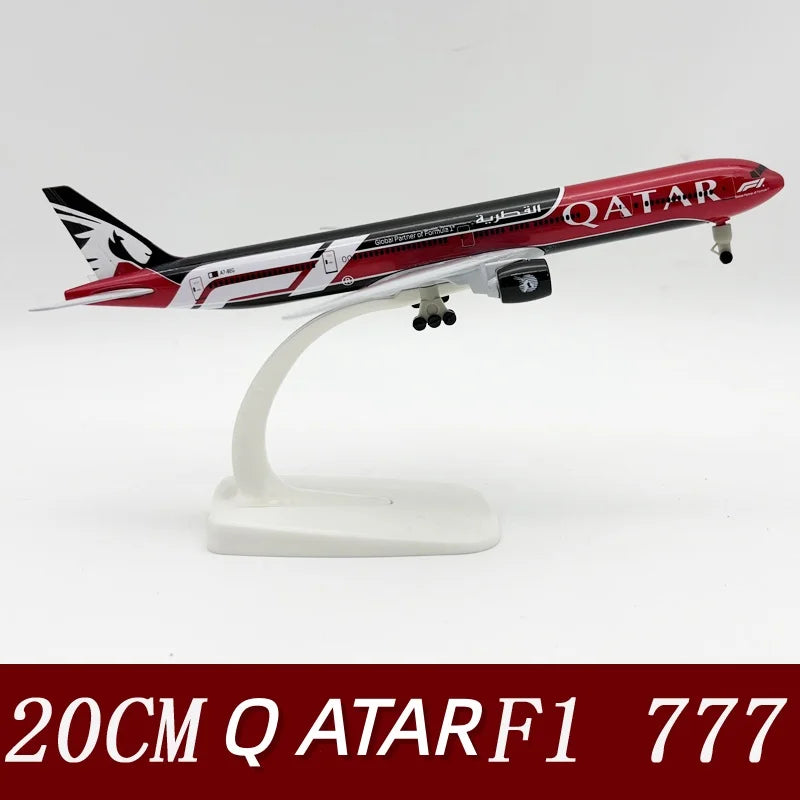 20cm Metal Scale Aircraft 777-300 Qatar Airways With Wheels Die-Cast Airplane Collectible For Aviation Enthusiast Gift