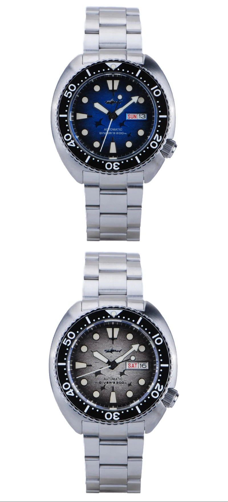 HEIMDALLR Turtle King Mens Diver Mechanica Watch Sapphire 200m Water Resistant  316L Steel C3 BGW9 Luminous NH36 Automatic Watch