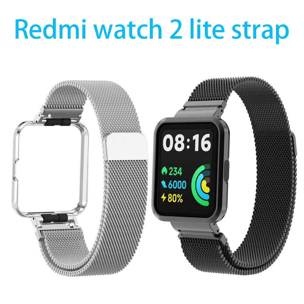 Milanese Strap For Xiaomi Mi Watch Lite Smart Watch Metal Frame Protector Case Bracelet Watchband For Redmi Watch 2 Lite Correa