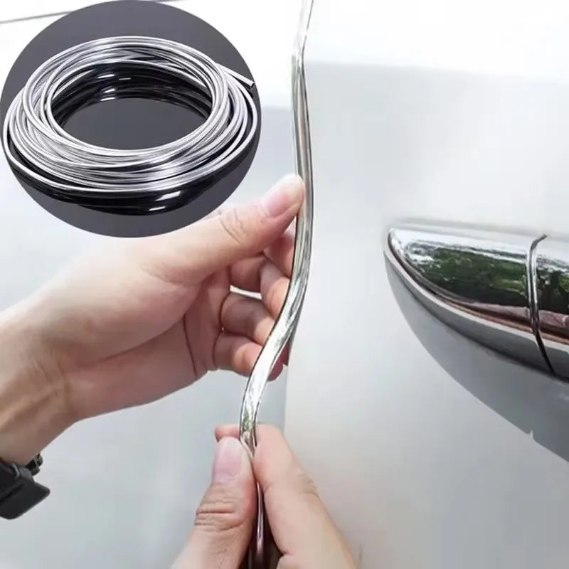 4/6M Car Door Edge Scratch Protector DIY Silver Moulding Trim Strips Chrome Trim Strip Scratch Guard Protector Strips