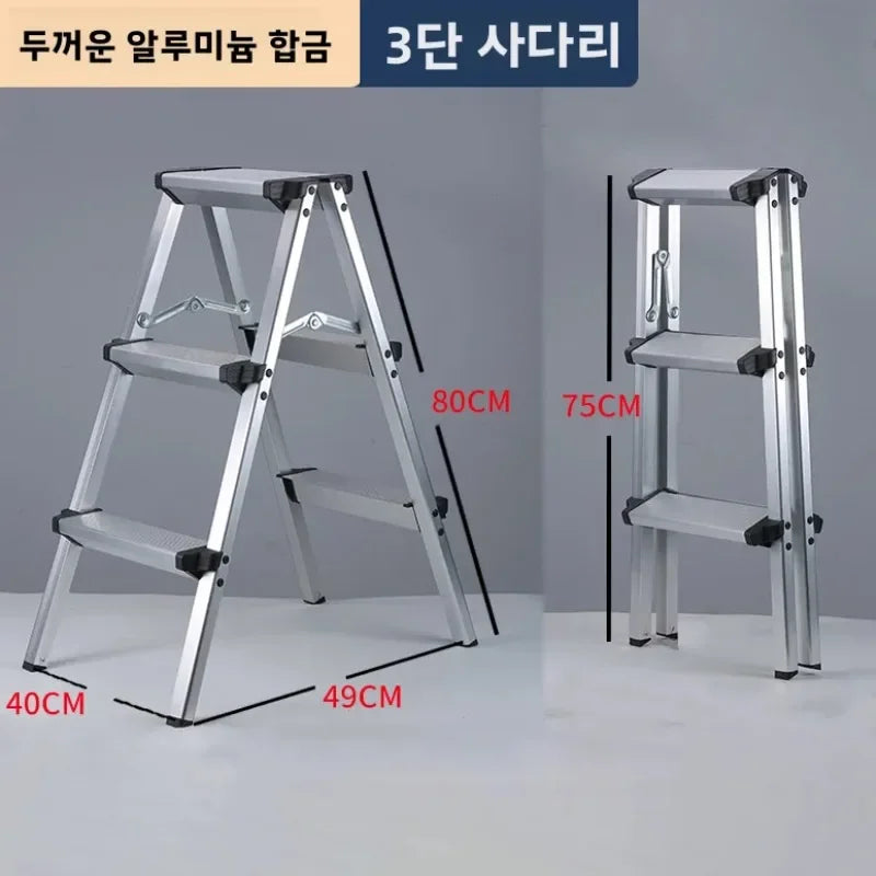 Double Sided Aluminum Folding Step Ladder Lightweight Anti Slip A Frame Stool Portable Climbing Ladder for Indoor Household Use