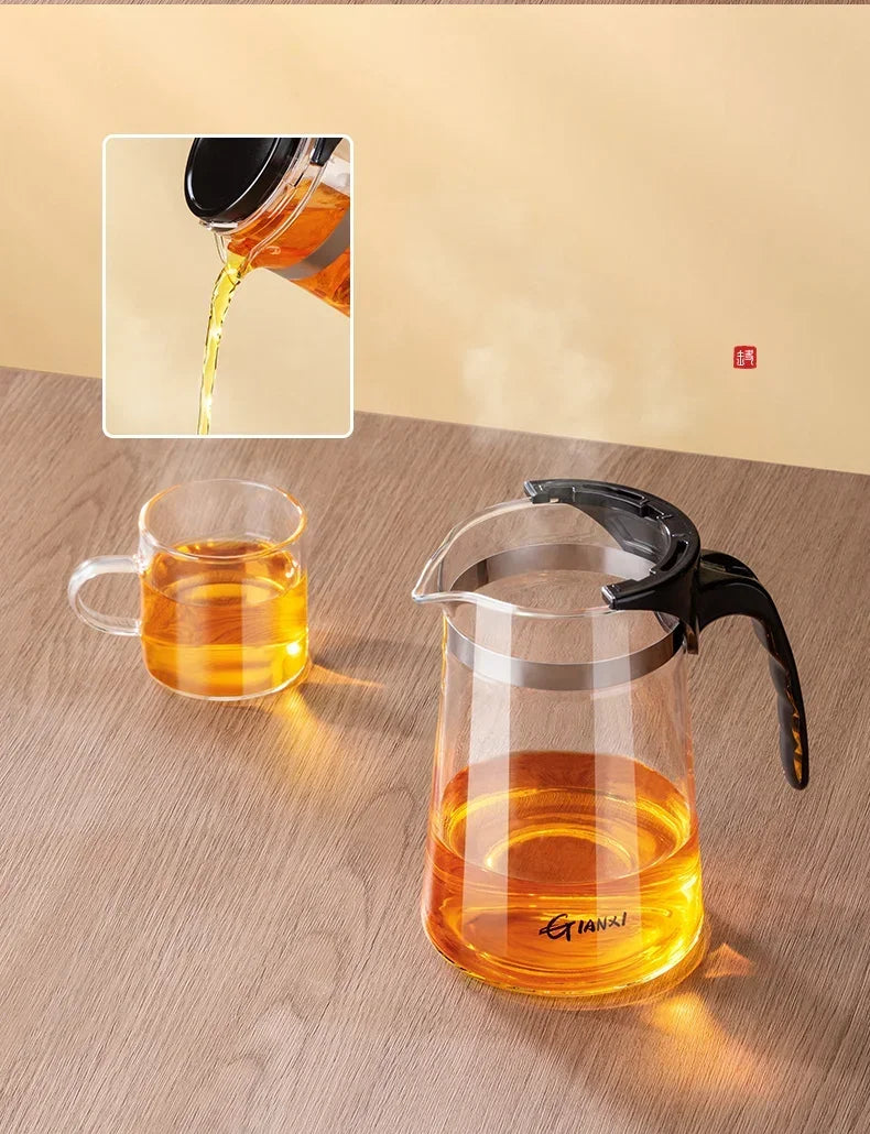 Teapot With Infuser Thickened Glass Heated Resistant Tea Pot One-button Filtering Tea Separation Kettle Tea Coffee Maker