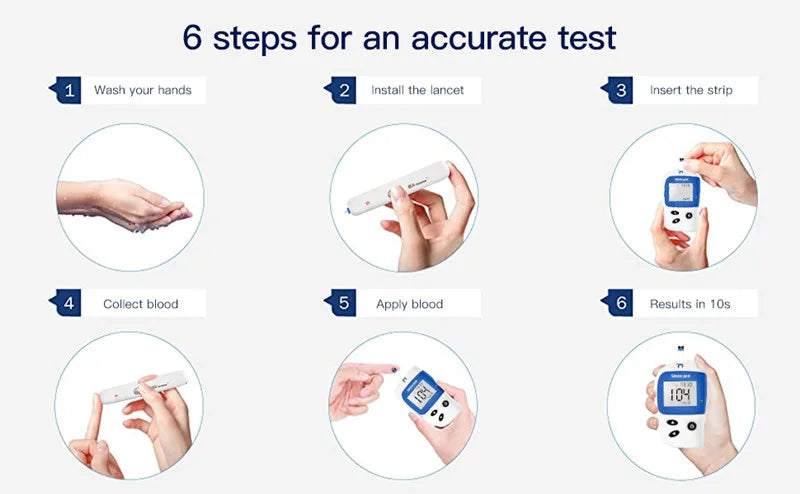 Sinocare Safe Accu2 Blood Glucose Meter Blood Sugar Test Kit Diabetes Home Glucometer with 50pcs Strips or only strips