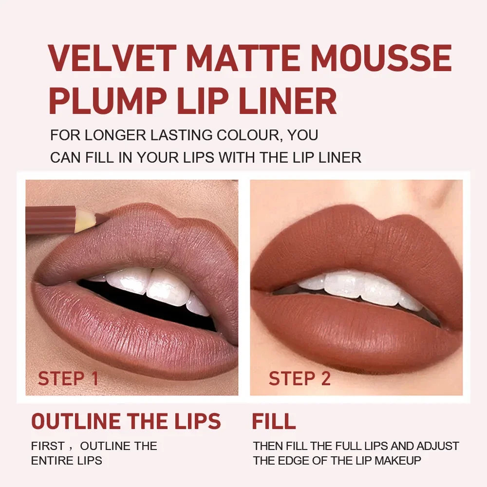 12pcs Velvet Matte Lip Liner Set Waterproof Long Lasting Lipliner Sets Lip Outline Nude Lipstick Pencil