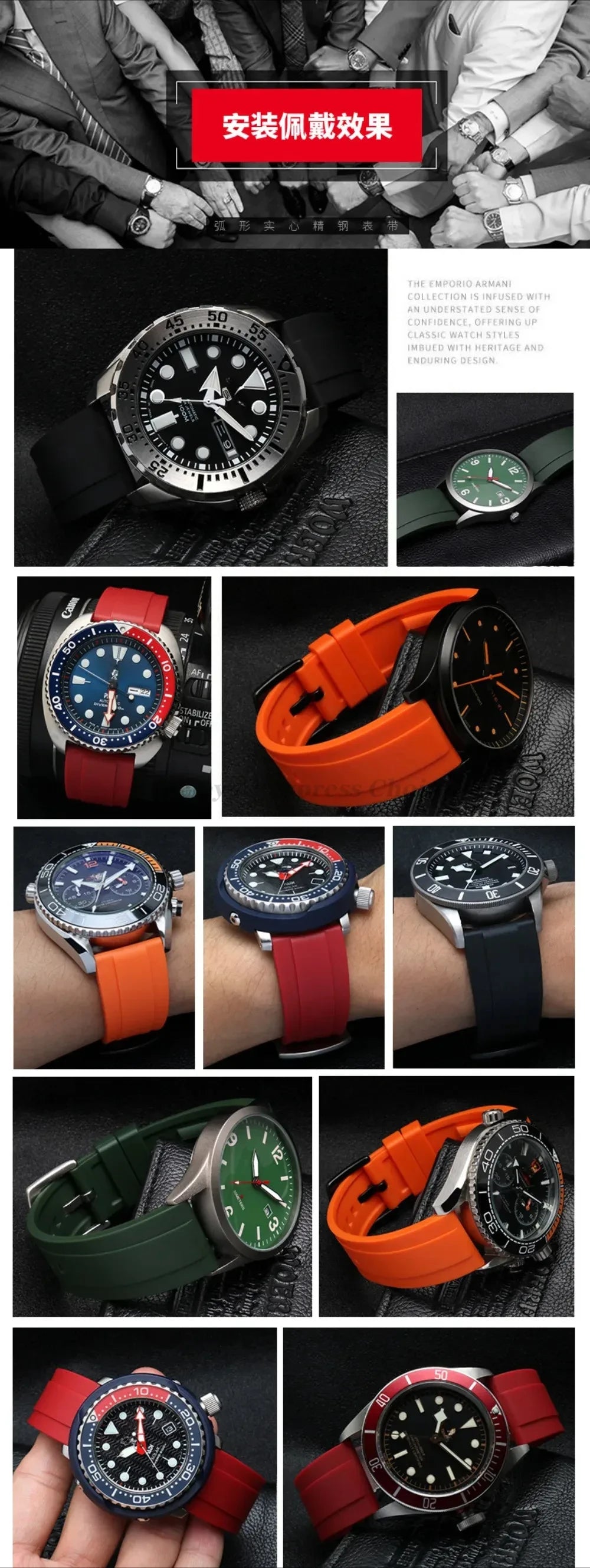 Quality Rubber Watch Strap 20mm 22mm 24mm for Seiko 5 Green Water Ghost Abalone Men Sport Silicone Wristband Quick Release Band