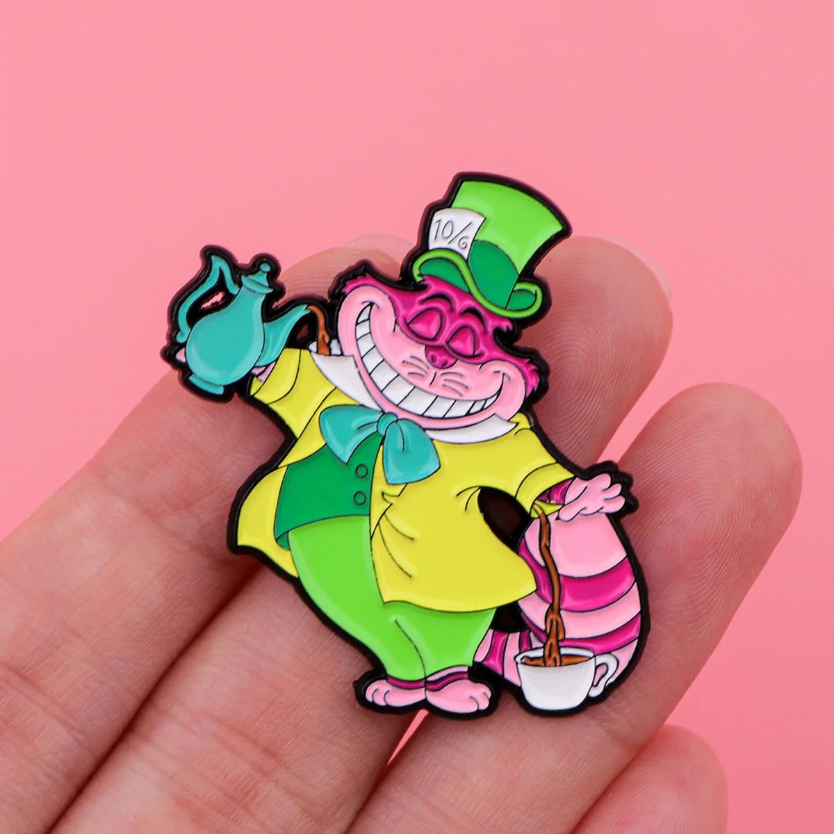 Cheshire Cat Enamel Pin Alice in Wonderland Brooch Pines Lapel Pins Badges on Backpack Clothing Accessories Fashion Jewelry Gift