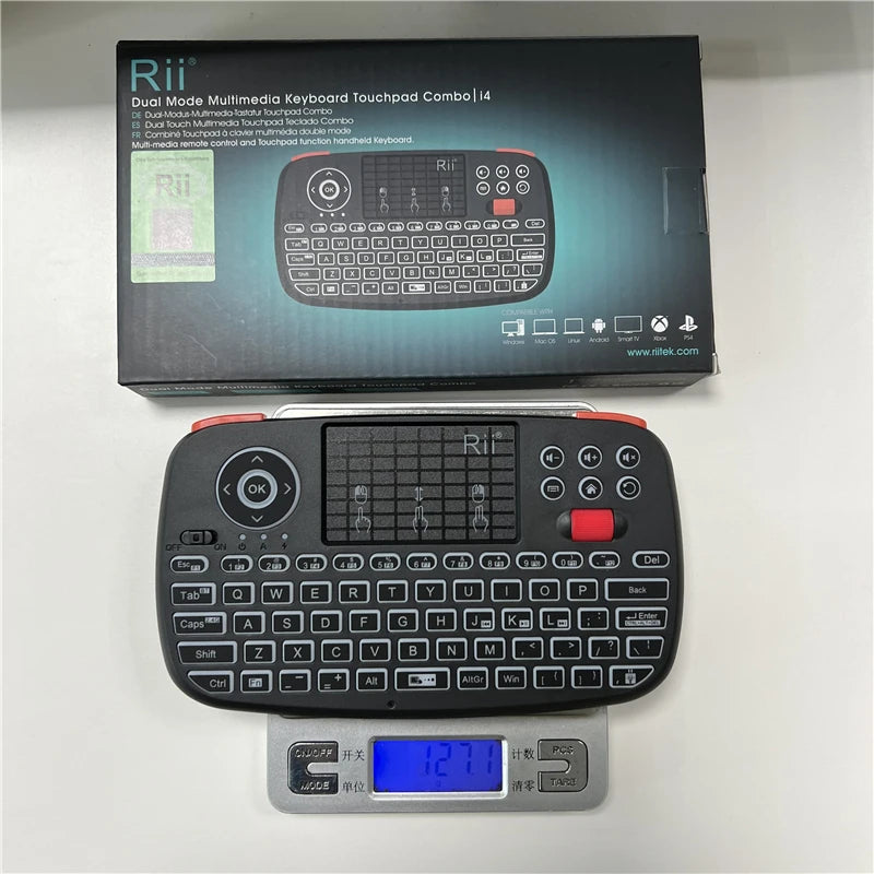 Rii I4 Dual Mode Keyboard, Bluetooth+2.4g With Touchpad,New Scroll Wheel Design,With a Backlit