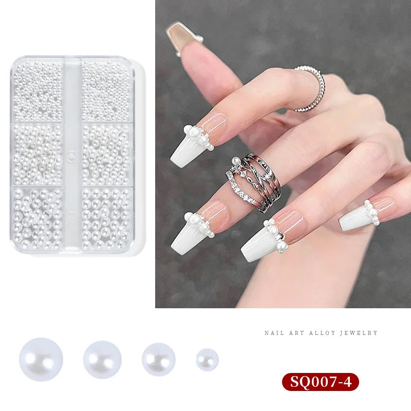 3D Nail Art Rhinestones Nail Decorations Gems Crystal Pearl Butterfly Half Beads Nail Art DIY Decoration Wholesale Mix Size