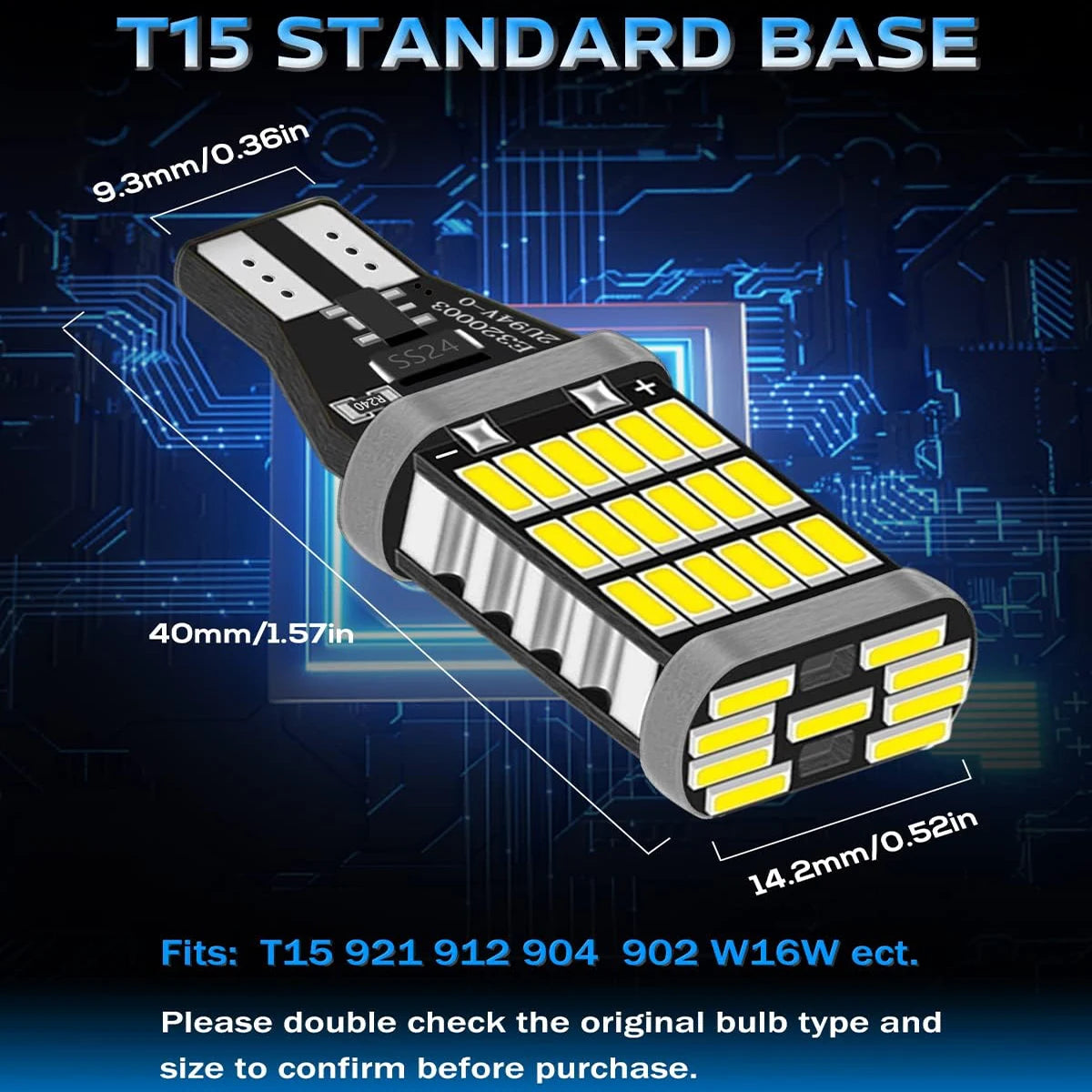 2PCS LED T15 W16W 921 912 T16 902 LED Bulbs High Power 45pcs 4014SMD Super Bright 1200LM Replace For Car Reversing Light White