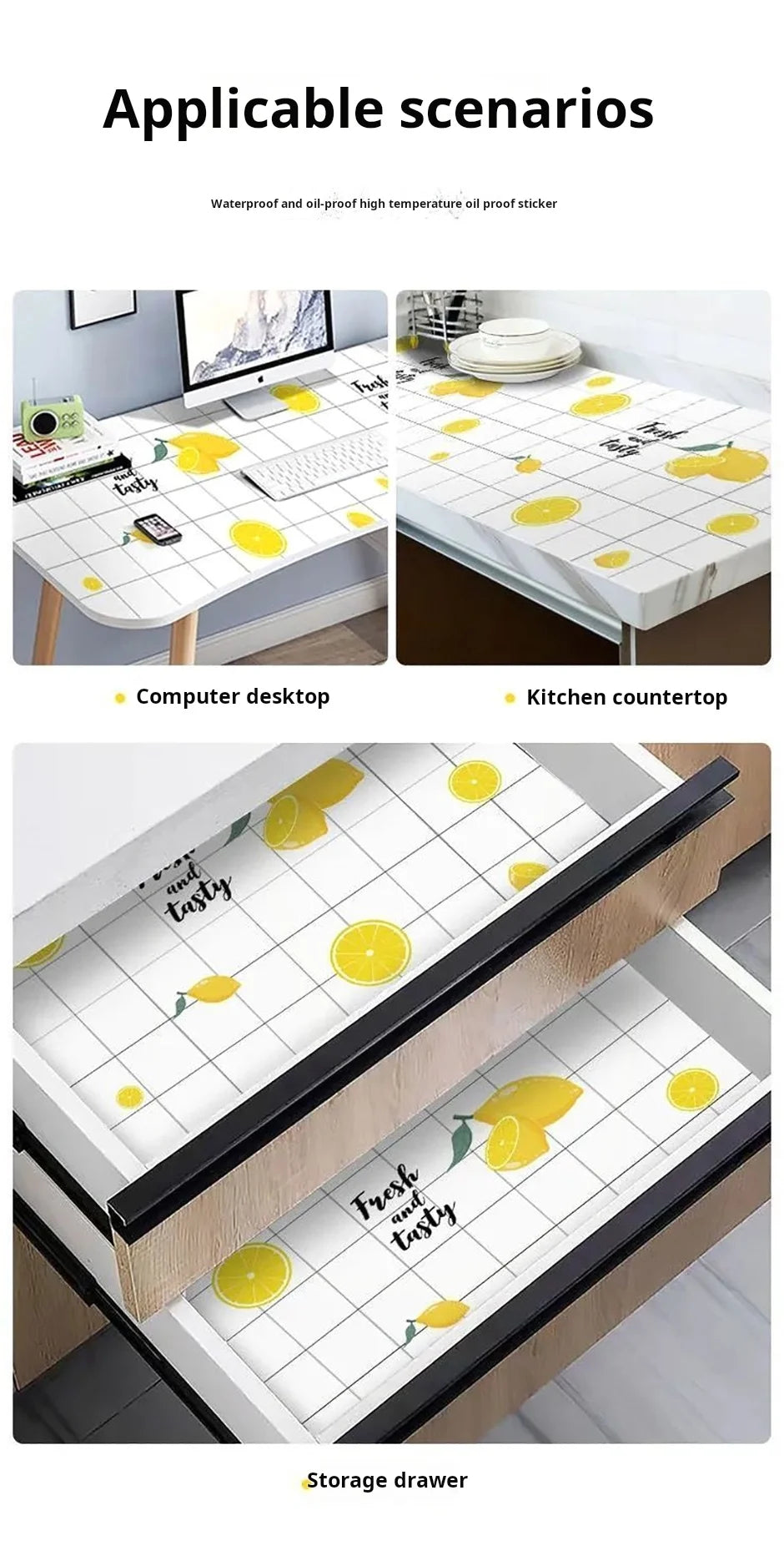 Kitchen Oil Resistant Stickers Waterproof Self-adhesive Wallpaper Stove Countertop Protective Pad Cabinet Countertop Marble Film