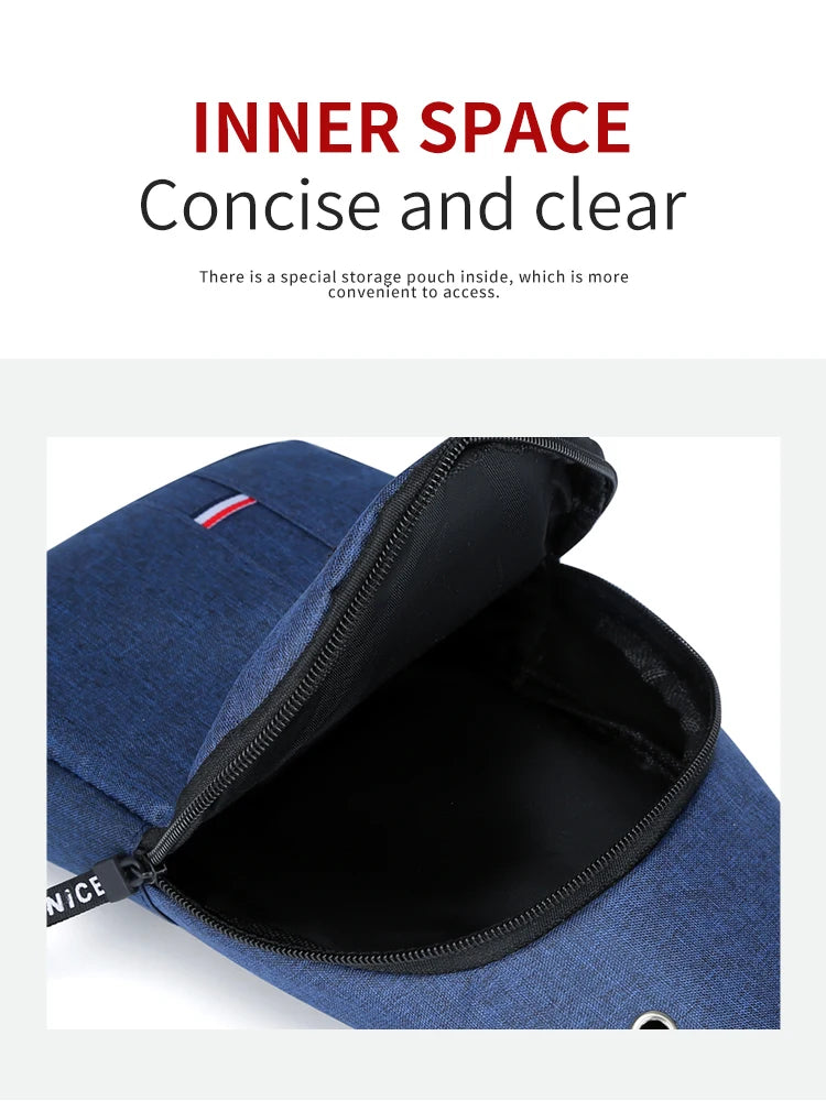 Chest Bag New Men Simple Nylon Fashion Waterproof One Shoulder Crossbody Bag