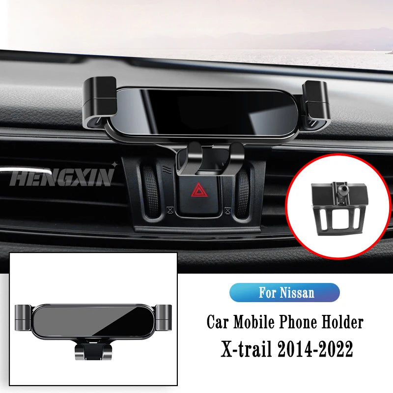 Car Phone Holder For Nissan X-Trail 2014-2022 Qashqai 2016-2022 Gravity Navigation Bracket GPS Stand Air Outlet Clip Accessories