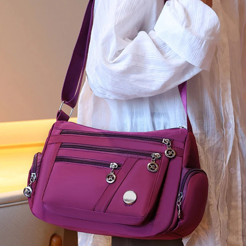 Large Capacity Women Crossbody Bag Waterproof Tote Casual Nylon Shoulder Bag Purse Handbag Lightweight Travel Messenger Bag