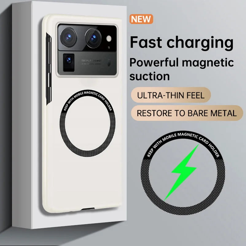 Ultra-thin Frameless Phone Case For Tecno Phantom V Fold2 Tecno V Fold Luxury Magsafe Magnetic Hard Cover