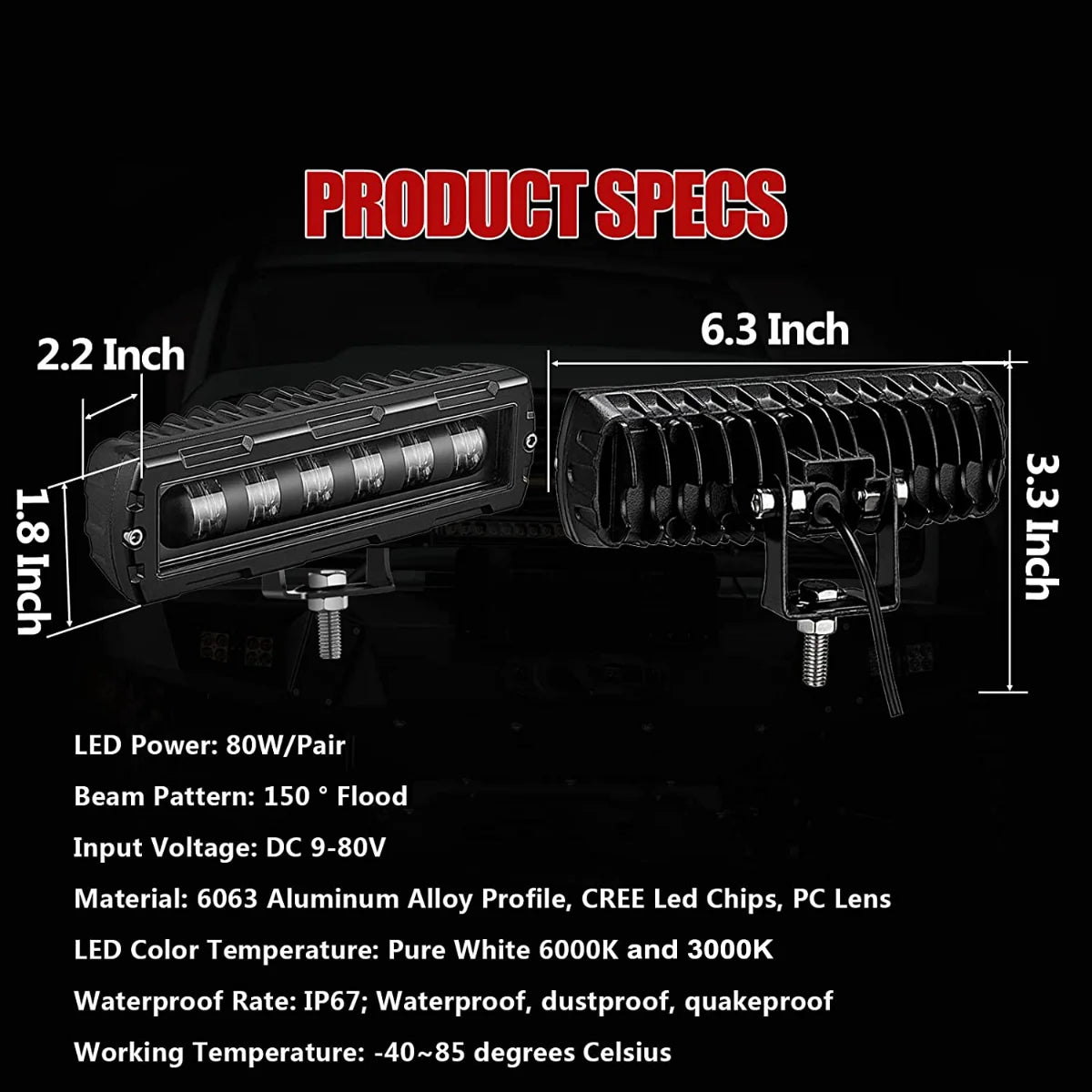 1pc 6inch 12V 24V LED Light Bar Off Road Spotlight White Yellow LED Driving Fog Light for Cars Truck 4x4 Boat Lada Atv Work Lamp