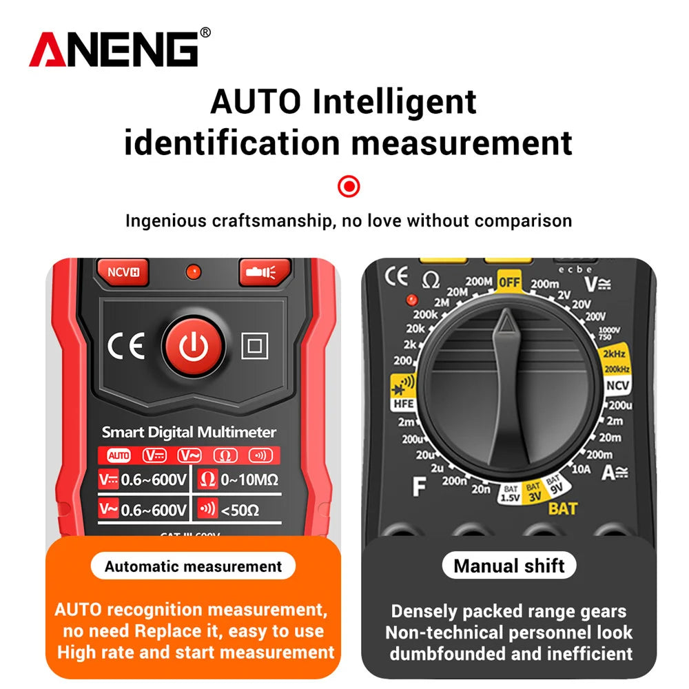 Digital Multimeter Anti-Burn Tester ANENG 8340 Intelligent  1999 CountsAC/DC Voltage Voltmeter Ohm Meter Resistance NCV  tools