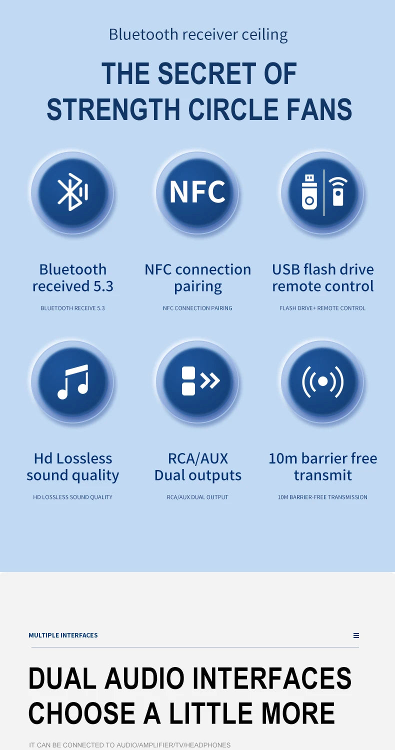 Bluetooth5.3 Wireless Adapter USB/RCA/3.5mmAUX Audio Receiver NFC Connection With Remote Control For Car Kit Speakers Headset