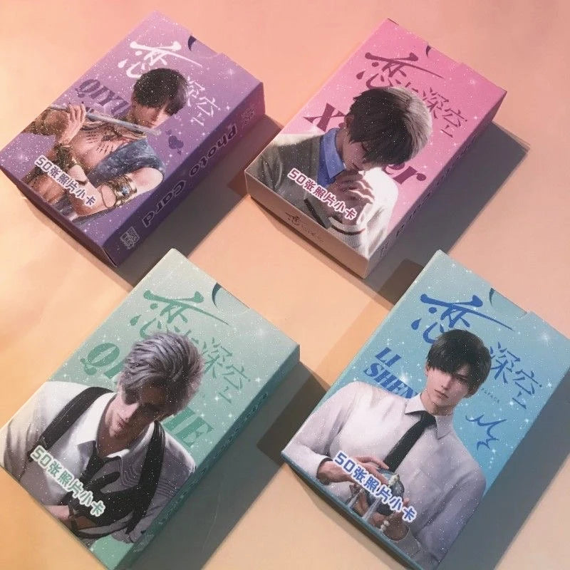 50 Pcs/Set Love And Deepspace Game Laser Lomo Card Rafayel Sylus Zayne Xavier Character HD Photo Cards Fans Collection Gift