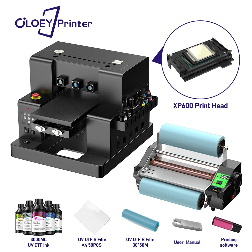 A4 UV DTF Printer XP600 impresora UV Flatbed Printer UV DTF Sticker Printing Machine For Acrylic Bottle Mug TPU