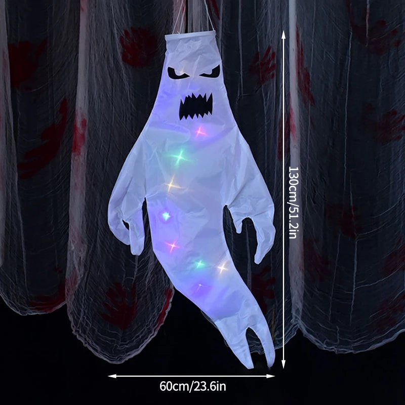 Halloween Ghost Hanging Decorations Glowing Ghost Windsock  Hanging Pendant for Outdoor Horry Hallow Day of The Dead Decoration