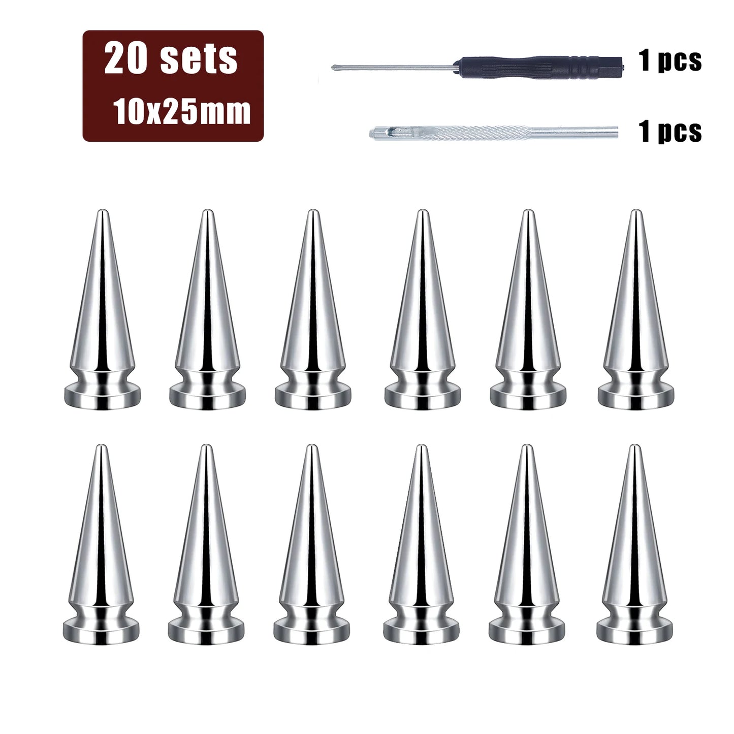 Cone Spikes Clothing Studs Screw Back Rivet With Tools For Clothes Shoes Belts Bags Dog Collars Craft