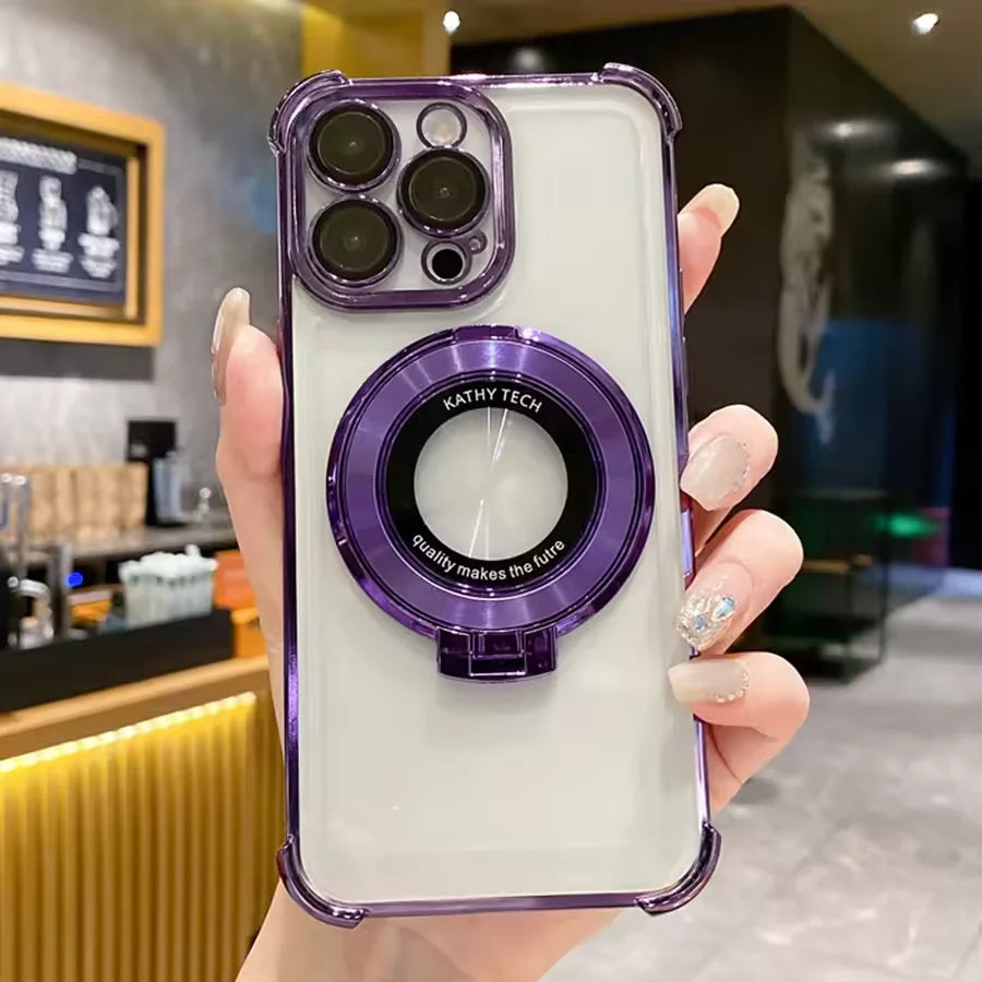 Luxury Plating Holder Phone Case For Infinix Note 60 50 30 40 Pro 50X 50S Smart 20 10 9 8 7 6 5 Shockproof Silicone Stand Cover