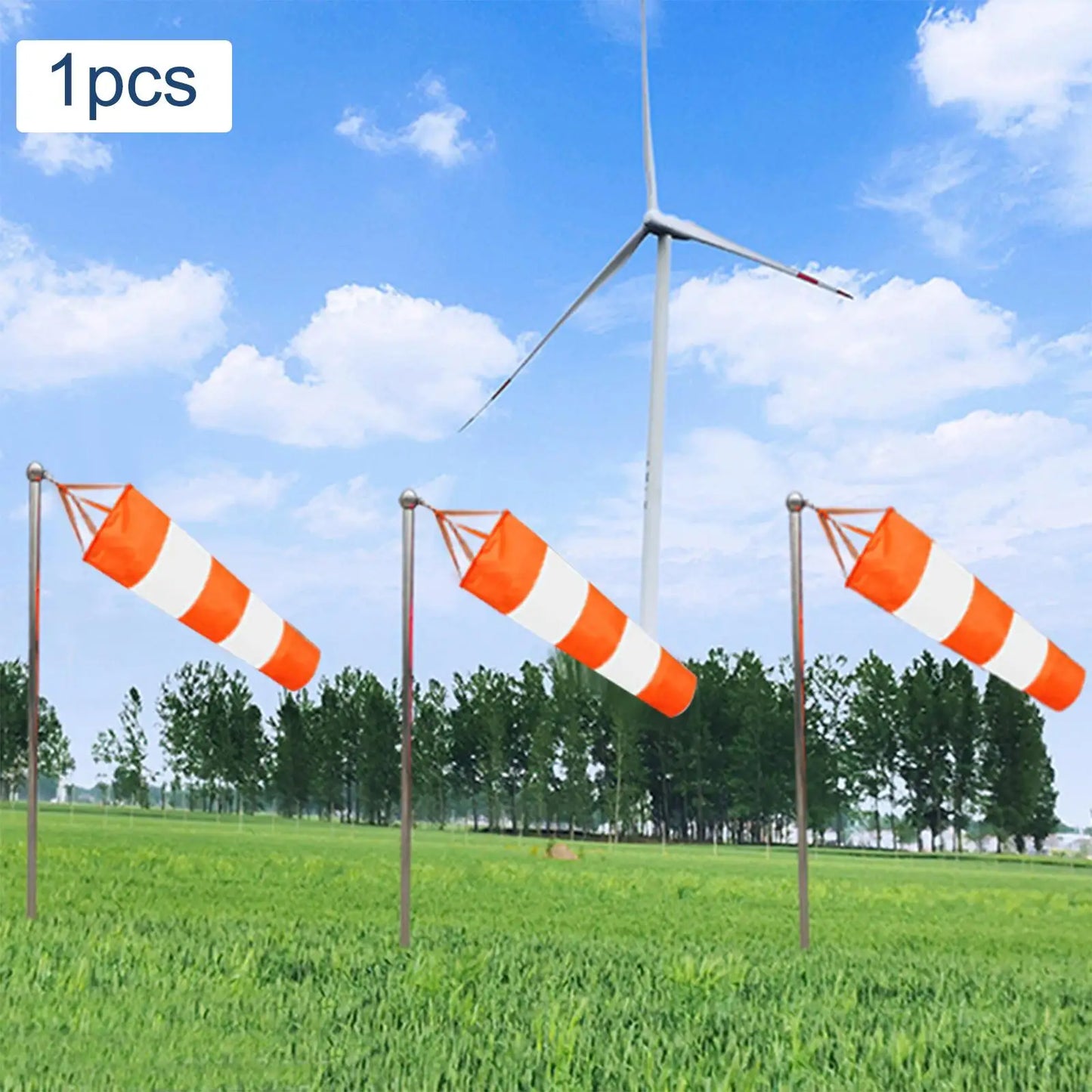 Heavy Duty Airport Windsock with Reflective Belt Hanging Wind Measurement Sock Bag Rainbow Wind Direction Indicator Sock Farm