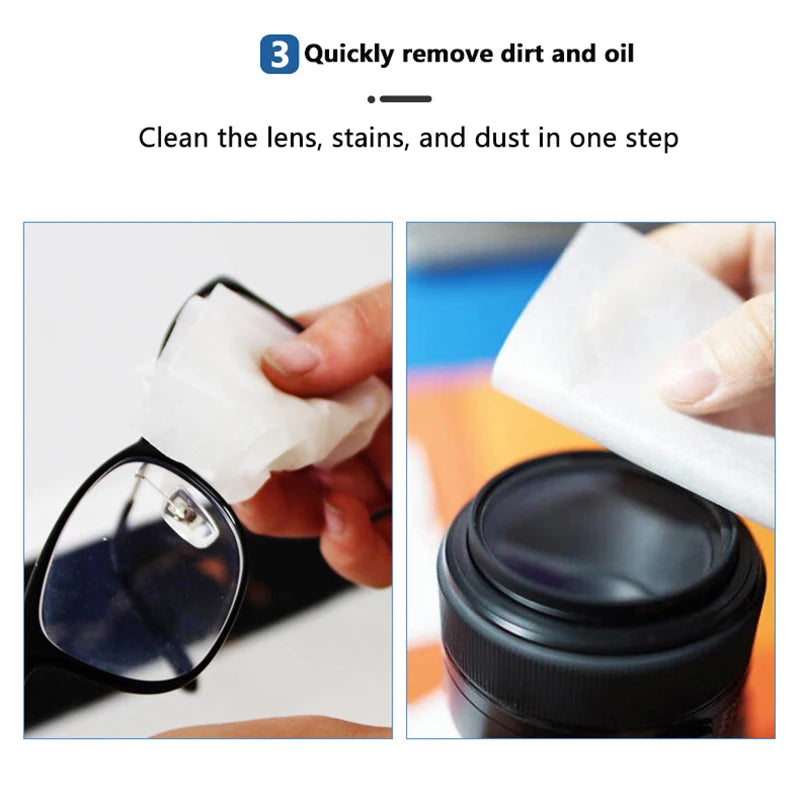 100Pcs/Box Glasses Cleaner Wet Wipe Disposable Anti Fog Misting Dust Remover Cleaning Lens Wipes Sunglasses Phone Screen